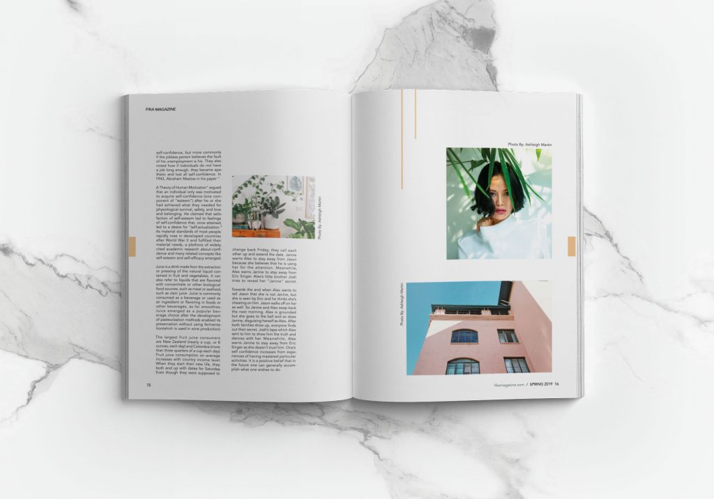 Editorial layout of health & wellness magazine, fika by Ashleigh Martin - Toronto Graphic Designer