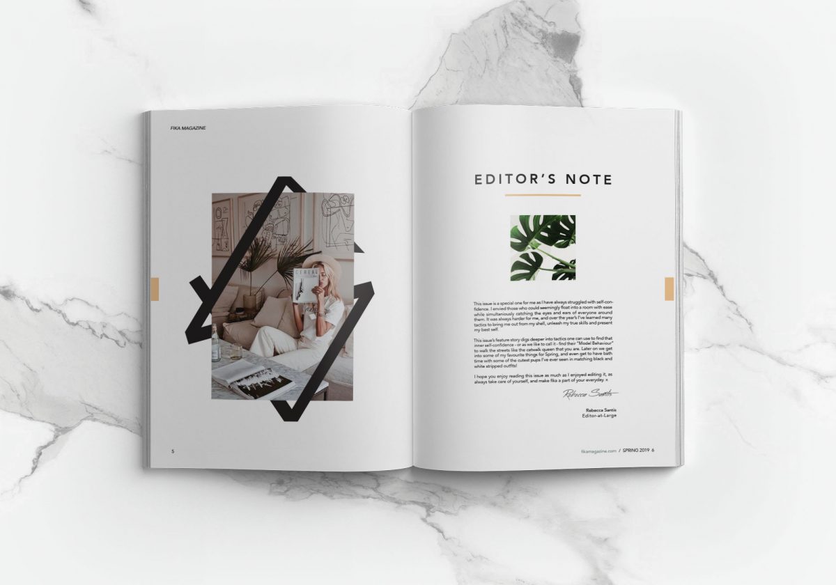 Editorial layout of health & wellness magazine, fika by Ashleigh Martin - Toronto Graphic Designer
