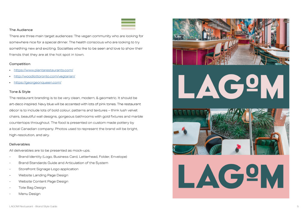 Graphic Design in Toronto for LAGOM Menu and brand identity
